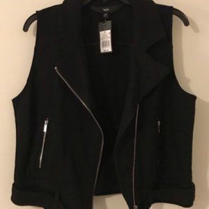 Zip Up Vest in Black with Silver Zippers